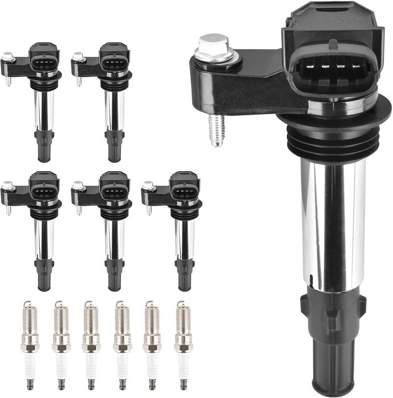 HYR Set of 6 Ignition Coil Pack and Iridium Spark Plugs Fit for 3.6L 2004-2009 Buick Allure LaCrosse Rendezvous Cadillac CTS SRX STS, 2009 Chevy Traverse GMC Acadia Saturn Outlook V6 Replaces UF375 - Image 1